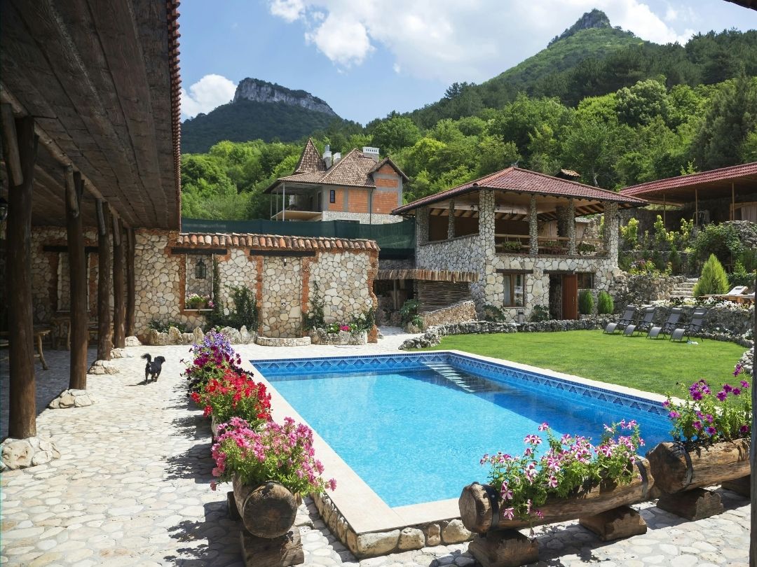 Exterior of a minimalist villa with clean lines